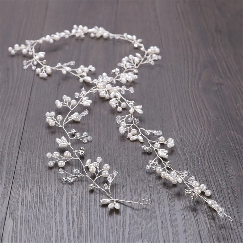 New Wedding Hair Accessories Crystal Pearl Hair Belt Wedding Bridal Hair Ornaments Hair Jewelry bride Headdress Headbands Hot