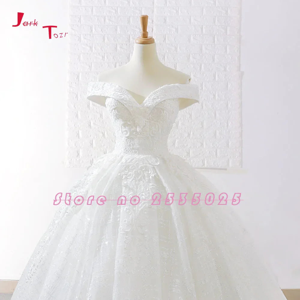 Off The Shoulder Short Sleeve Gorgeous Princess Ball Gown Wedding Dresses Vestidos De Noiva Princesa