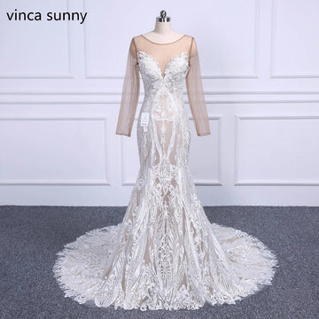 Customized Vintage Long sleeve Mermaid Wedding Dress Lace African Wedding Gowns For Bridal Marriage vestidos de novia
