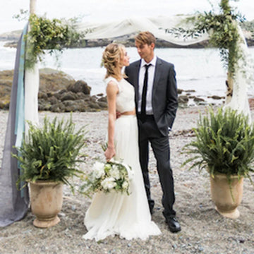 Beach Wedding Dress Two Piece A Line Chiffon Lace top Chiffon Skirt Boho Wedding Gown Cheap Bride Dress mariage