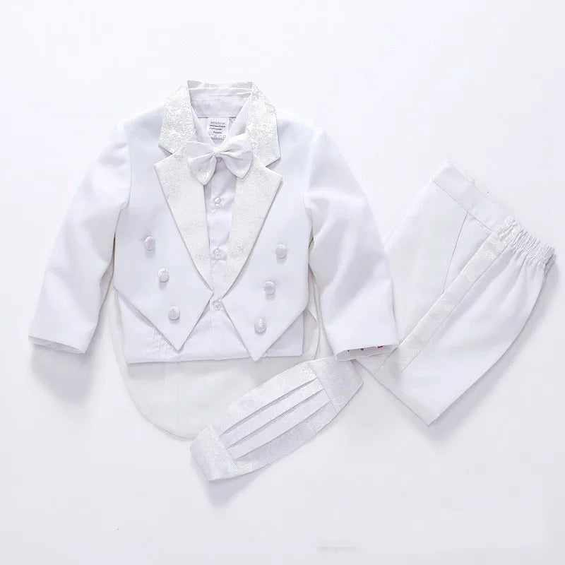 cotton Formal Children's clothes for boys white/black baby boys suit sets kids blazers boy suit for weddings prom 5pcs