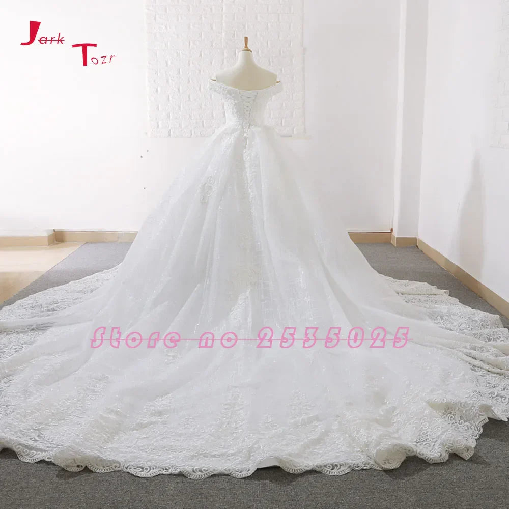 Off The Shoulder Short Sleeve Gorgeous Princess Ball Gown Wedding Dresses Vestidos De Noiva Princesa