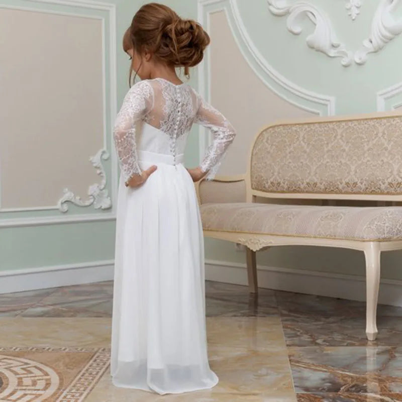 Mother and Daughter Wedding Dresses  Princess Two Piece Floor Length Lace Long Sleeve Bride Dress Wedding Gowns