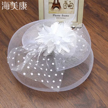 Haimeikang Lady Elegant Fascinator Hat Clips Women Hairpins Flower Hair Accessories Wedding Church Hat Cocktail Feather Headwear