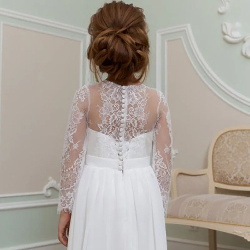 Mother and Daughter Wedding Dresses  Princess Two Piece Floor Length Lace Long Sleeve Bride Dress Wedding Gowns