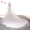 Lace slim mermaid tulle shawl elegant bridal gown detail close-up