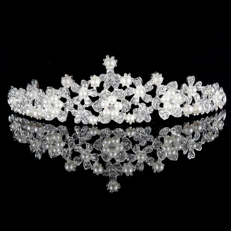 Women Princess Crown Headband Crystal Rhinestone Tiara And Crowns Hair Band Jewelry Silver Color Bridal Hair Accessories Wedding