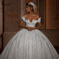 Luxury White Wedding Dresses A-Line Sequins Princess Wedding Gowns Backless Sexy Bride Dresses Chapel Vestido De Noiva Custom