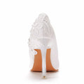 9cm high heels white lace flower bride pumps elegant party dress women wedding shoes side view