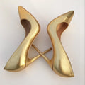 Pumps gold 12cm pointed toe high heel stiletto prom women shoes side view 2