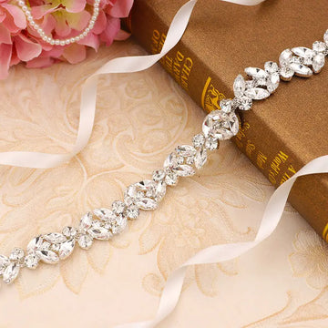 Crystal Rhinestones Wedding Belt Luxury Bridal Belts Sash White Ivory Champagne Ribbon For Women Evening Dress Bride Jewelry