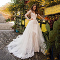 Luxury V-neck lace long sleeve mermaid detachable train bridal gown size chart