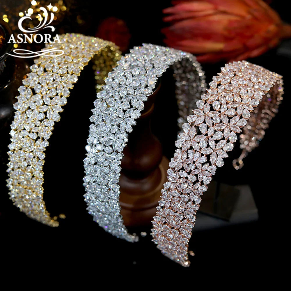 New CZ Tiaras And Crowns For Women Princess Crown Halo Headband, Ladies Tiara, Wedding Hair Accessories Bridal