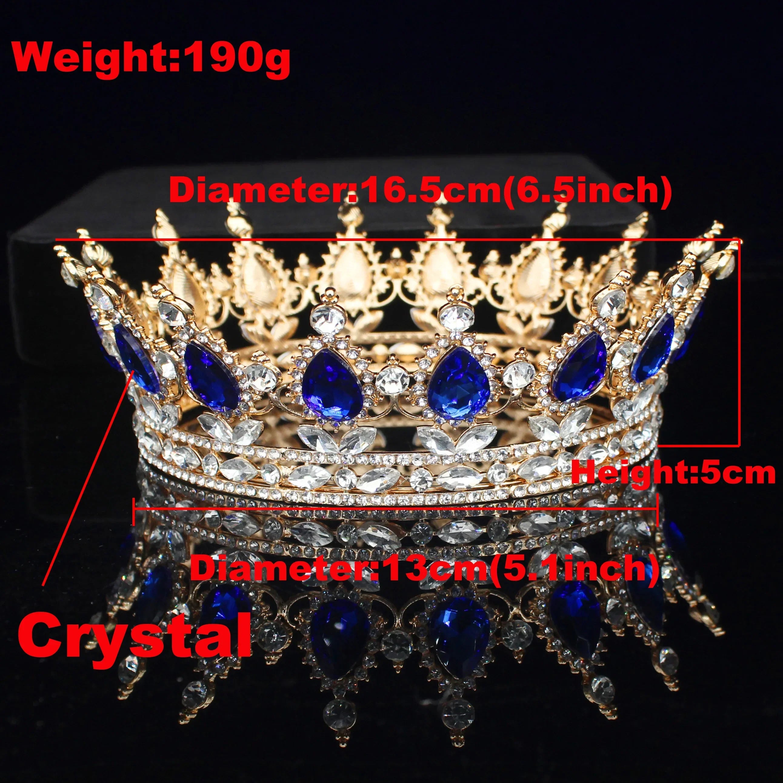Vintage Crystal Tiaras and Crowns Queen King Pageant Baroque Diadem Women Men Headpiece Wedding Bride Hair Jewelry Accessories