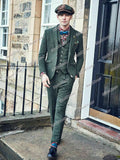 Size guide reference for green herringbone men groom wedding suit smoking blazer
