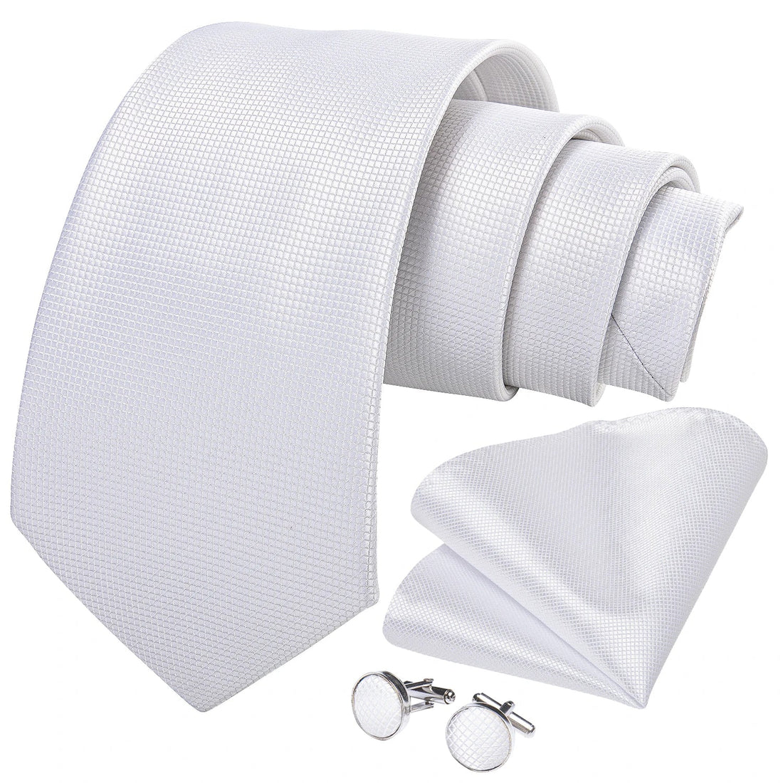 8cm Men Silk Tie White Solid Necktie Men's Formal Wedding Party Ties Cufflinks Hanky Flower Brooch Set Men Gift Corbatas DiBanGu