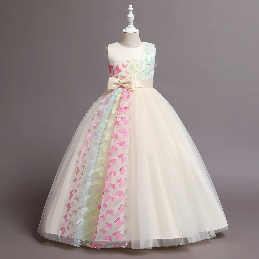 Kids Girls Princess Dress Children's Girls Layered Tulle Tutu Dress Wedding Flower Girl Bridesmaid Show Ball Gown
