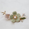 Bridal Jewelry Pink Flower Hairpins Crystal Hair Clips Pins Headpieces For Brides Women Girl Headdress Wedding Accessories