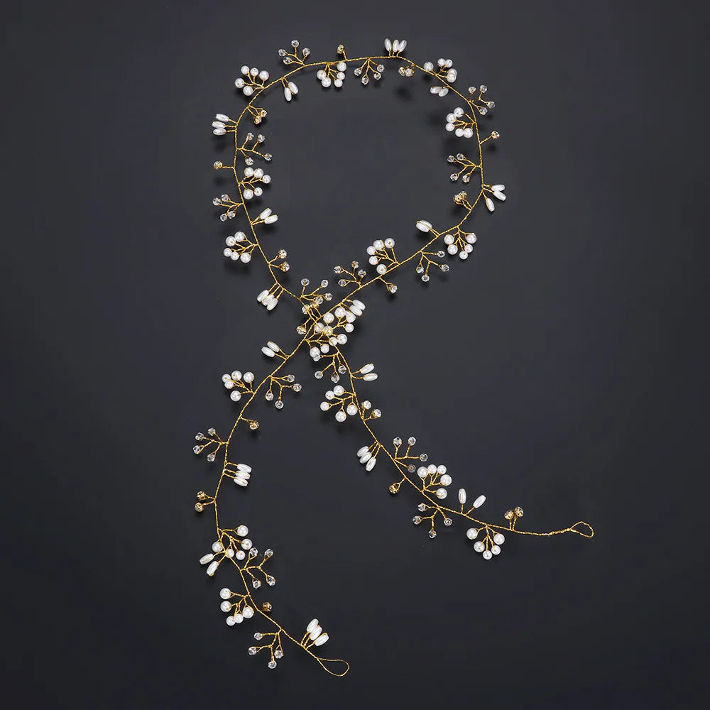New Wedding Hair Accessories Crystal Pearl Hair Belt Wedding Bridal Hair Ornaments Hair Jewelry bride Headdress Headbands Hot