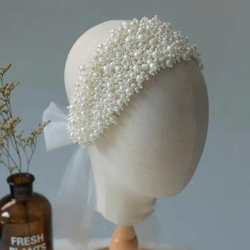 Pearls Beaded Headband Headpieces Women Bridesmaids Headwear Headdress Bride Tiara Crown Wedding Accessories Bridal Hair Jewelry