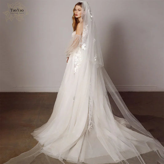 Elegant A-line Wedding Dresses For Women Sweetheart Removable Puff Sleeves Lace Applique Backless Bridal Gown Vestidos De Novia