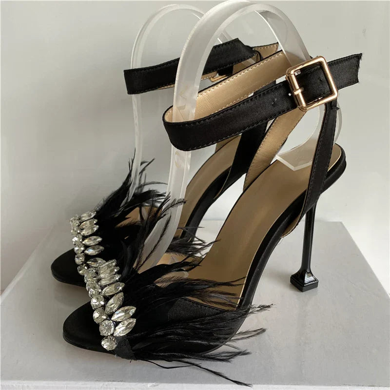 Additional size reference chart for feather goblet heel luxury satin sandals