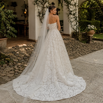 Strapless Wedding Dress Featuring Stunning Lace Appliques A-Line Silhouette Bridal Dress