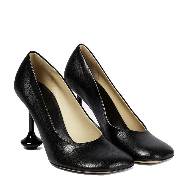 Summer New High Heel Round Head Water Diamond Shallow Mouth Women's Single Shoes Fashion Party Wedding Sexy Large Sandals