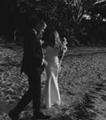 Floor length civil satin simple mermaid sweep train bridal gown detail