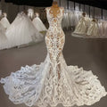2024 Sexy Mermaid Wedding Dresses Lace Applique Sleeveless Illusion Bodice O-Neck Sweep Train Custom Made Vestido De Novia 2024