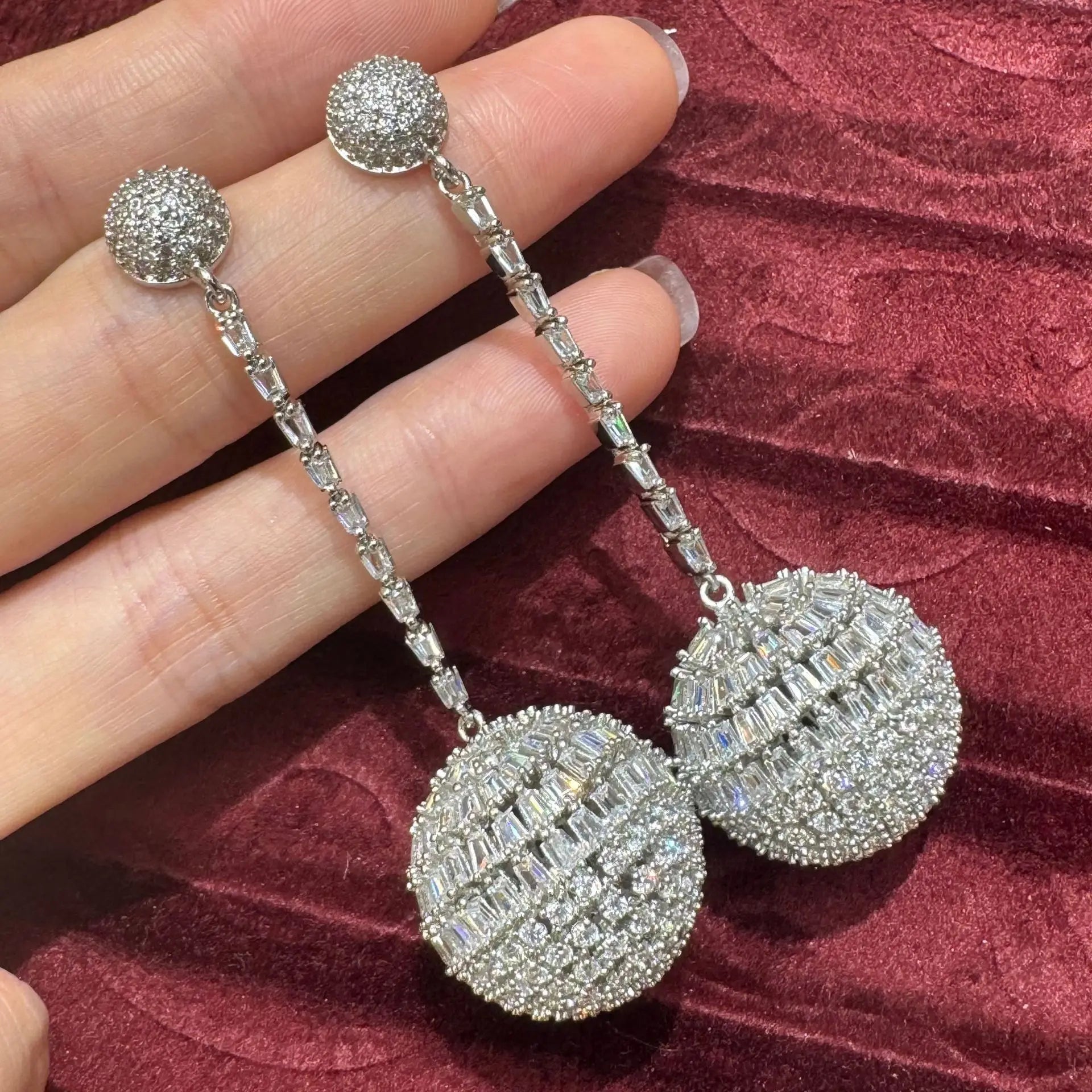 Luxury Zircon Bridal Earrings Cubic Zirconia Wedding Drop - styling detail