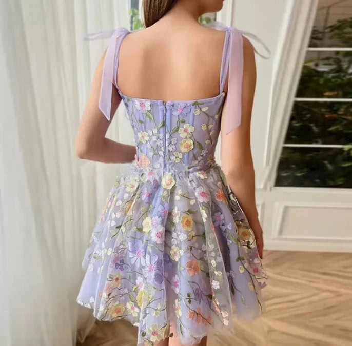 New Fashion for Women Dresses Summer Casual Simple Sleeveless Mid Waist 3D Floral Embroidery Design Sexy Suspender Dress