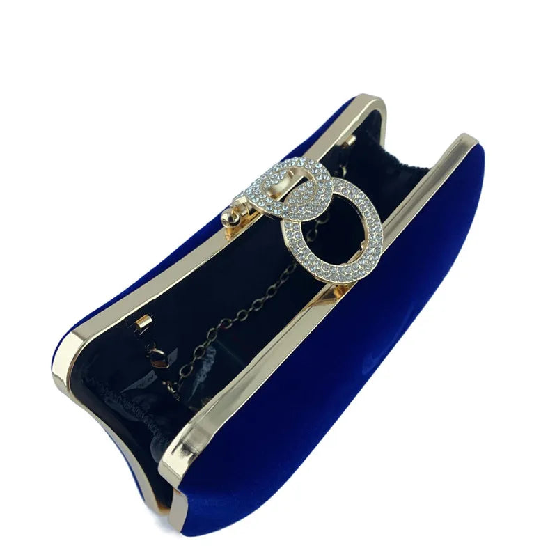 New Arrivals Side Bag For Women Luxury Crystal Hasp Square Sharp Clutch Corduroy Wedding Evening Party Small Cases Blue Red