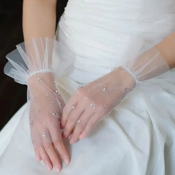 Short Bridal Gloves White Black Wedding Glove For Women Girl Party Evening Dress Jewelry Brides Accessories