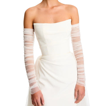 vm20A Sheer Bride Gloves Wedding Gloves Elbow Length Fingerless Removable Sleeves Bachelorette Party Women's Arm Sleeves