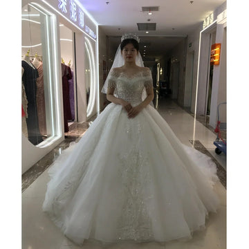 Kisswhite Xlove Collection Customized Video Call Available Shiny Glitters Off The Shoulder Bridal Dresses