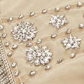 Sexy strap V-neck diamond mini tassel rhinestone beading fringe split ultra-short party dress close-up