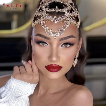 YouLaPan HP480 Bridal Headpiece Rhinestone Women Headband Flower Shape Headwear Wedding Hair Accessories Pageant Bride Headdress