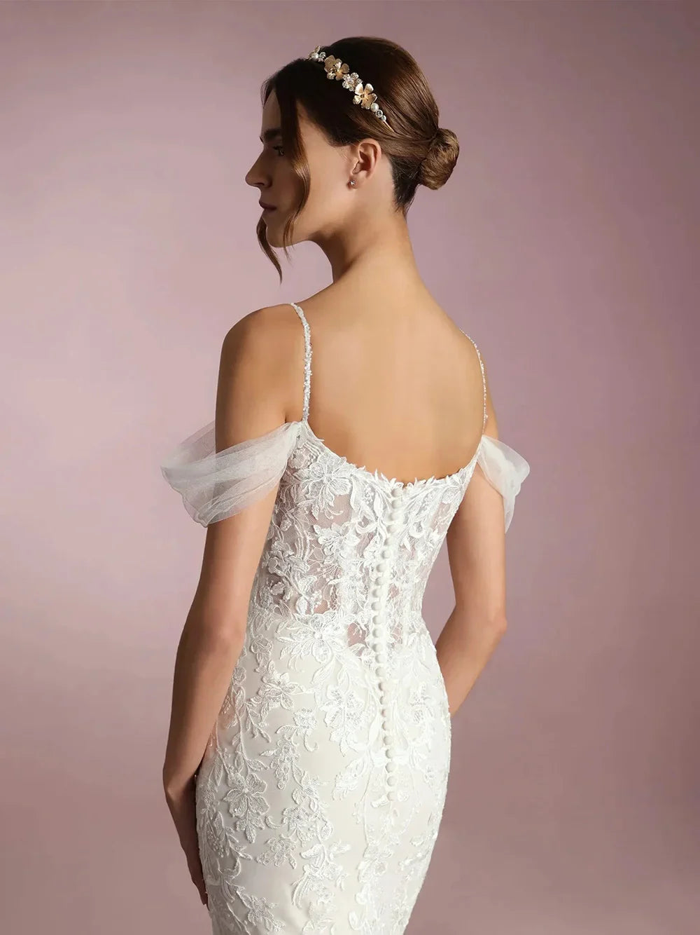 Mermaid Luxury Lace Wedding Dresses Off Shoulder Brides Dresses Illusion Back Appliques Sexy Bridal Gown Customized