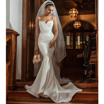 New simple elegant mermaid wedding sexy sweetheart backless wrap hips with Italian straps Romantic Beach Church bridal dress