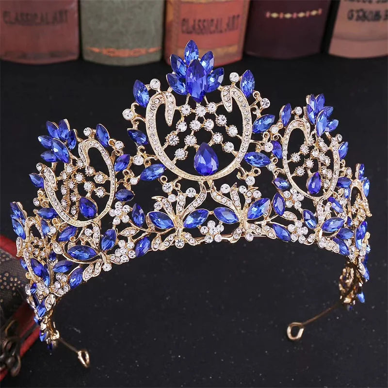 A213 Zircon Wedding Round Crown Luxury Diadem Headband Rhinestone Headpiece Bridal Headwear King Tiaras Princess Hair Jewerly