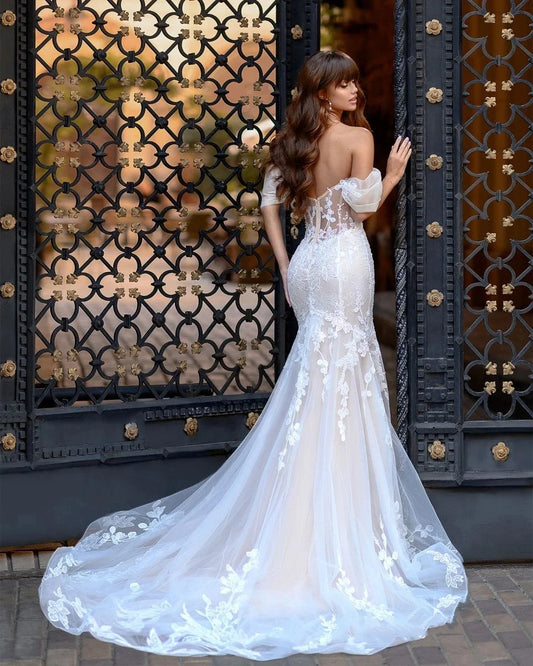 Detachable Off the Shoulder Vestidos De Novia Customized Sweetheart Mermaid Wedding Dresses Appliques Vestido De Noiva