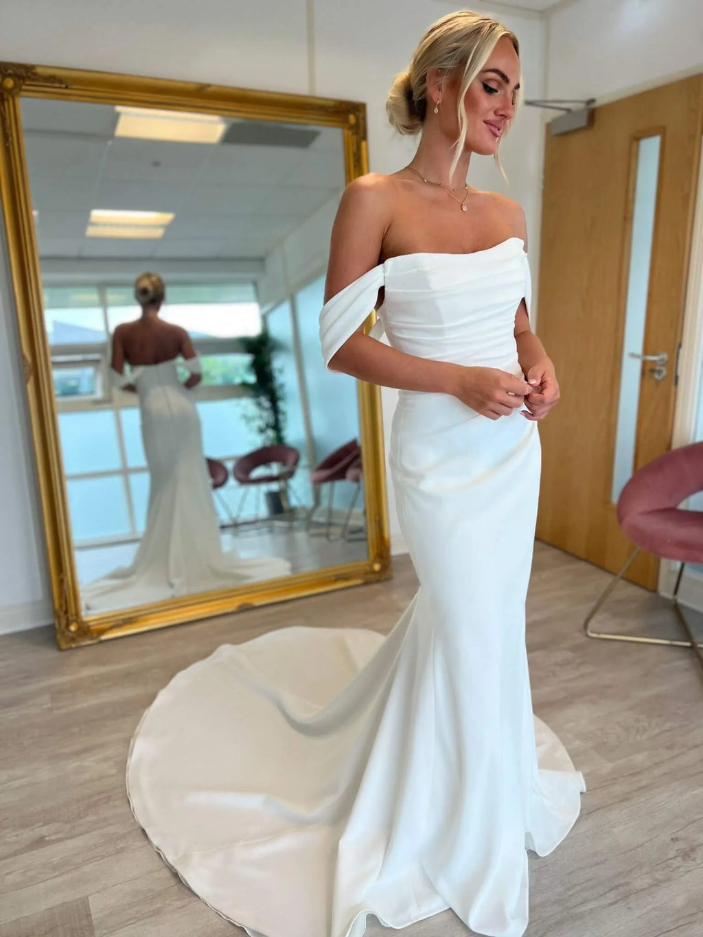 Bespoke Mermaid Wedding Dresses Square Collar Formal Bridal Dresses Evening Dresses For Wedding Parties Customized