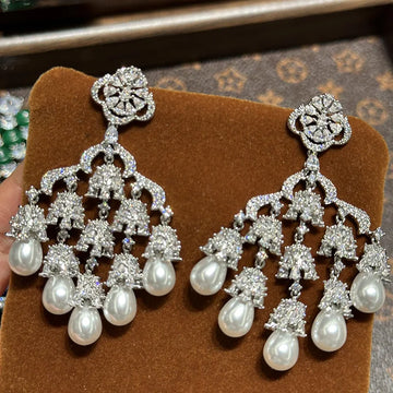 Pearl AAA Zircon Bridal Earrings Cubic Zirconia Wedding Earring For Brides Bridesmaids Accessories Women Prom Jewelry