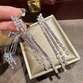 Luxury Long AAA Zircon Bridal Earrings CZ Cubic - worn view