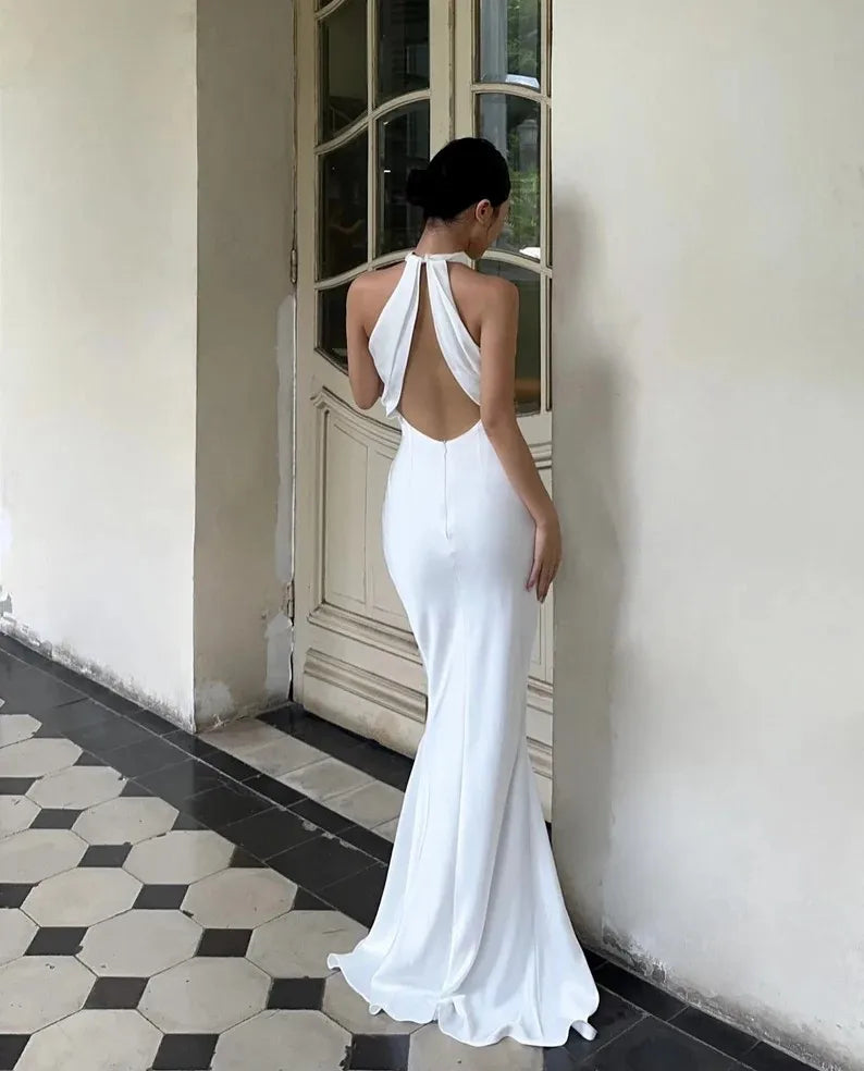 Modern Mermaid Wedding Dress Trend Sexy Customized Women Sexy Bride Dress Halter Neck Elegant Bride Dress For Wedding Party