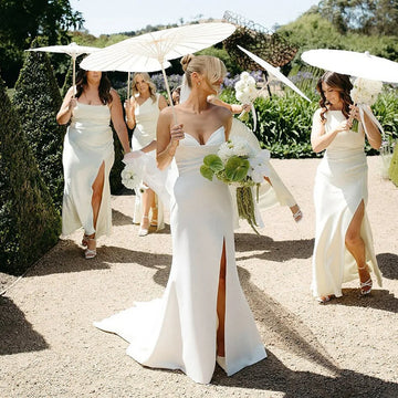 Simple Wedding Dresses Mermaid Backless Sweetheart Sexy Side Slit Bridal Gown Women Civil Bride Dress Elegant Customized
