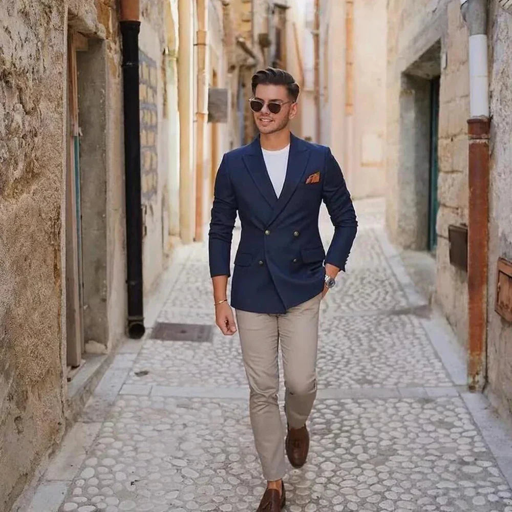 Slim fit 2 piece men suit jacket pants groom wedding tuxedo prom party