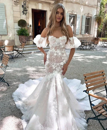 Romantic strapless mermaid lace court train custom size chart variants