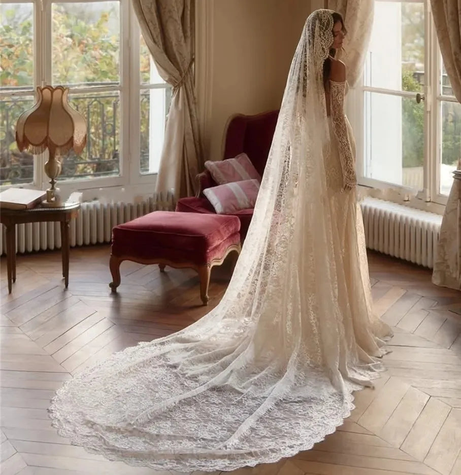 Long sleeves off-shoulder boho full lace 2026 sexy classic mermaid wedding dress side view